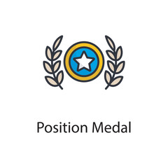 Position Medal vector filled outline Icon Design illustration. Sports And Awards Symbol on White background EPS 10 File