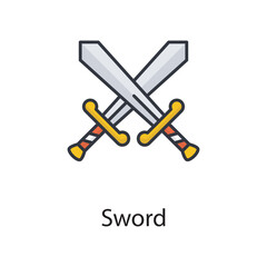 Sword vector filled outline Icon Design illustration. Sports And Awards Symbol on White background EPS 10 File