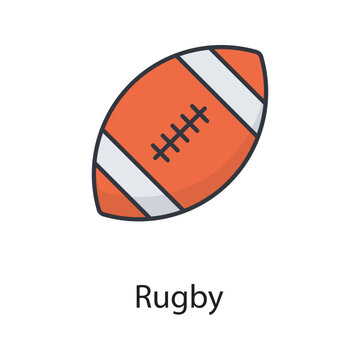 Rugby vector filled outline Icon Design illustration. Sports And Awards Symbol on White background EPS 10 File