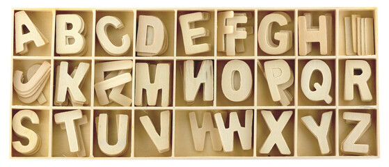 wood alphabet letters isolated with the transparent background