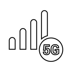 5g, cellular, internet, signal line icon. Outline vector.