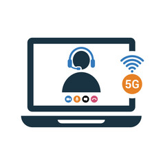 5g connectivity, video calling icon. Simple editable vector graphics.
