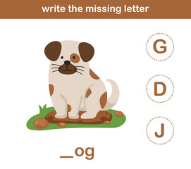 write the missing letter,illustration, vector