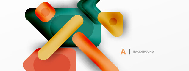 Minimal geometric abstract background. Colorful geometric blocks. Lines, squares and triangles composition wallpaper