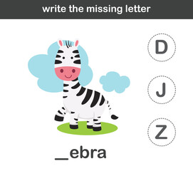write the missing letter,illustration, vector