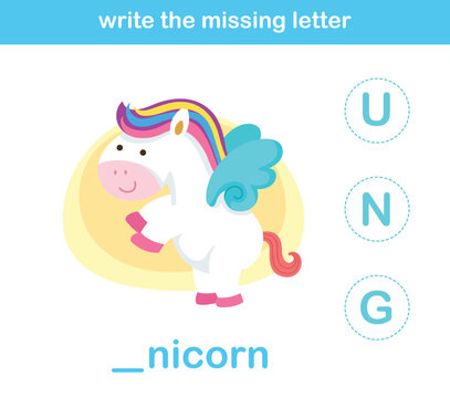 write the missing letter,illustration, vector