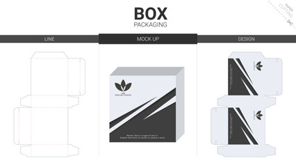 Box packaging and mockup die cut template	
