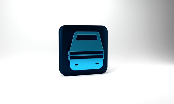 Blue Lunch box icon isolated on grey background. Blue square button. 3d illustration 3D render