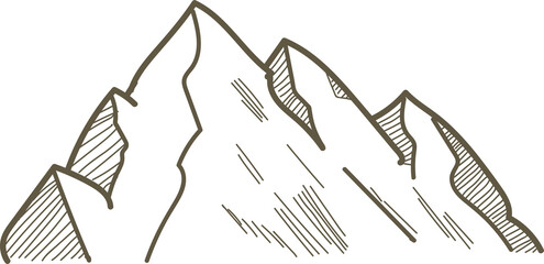 hand drawn illustration of a sketch of a tree and moutain