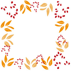 Fototapeta na wymiar frame, postcard, autumn colored leaves for your decor greeting invitation on a white background