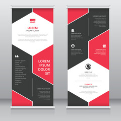 Red and black colored creative pop up banner design template, Pull up banner, Retractable banner, Standee template