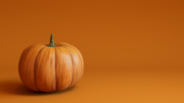 Contemporary Fall Wallpaper with Pumpkin on Orange background.