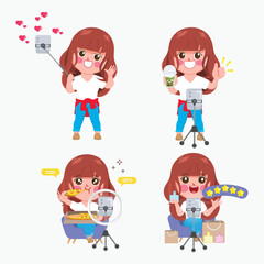 Hand drawn cartoon woman working and difference character. Flat cartoon vector design.
