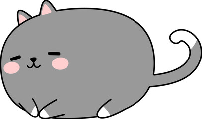 cute chubby cat cartoon element