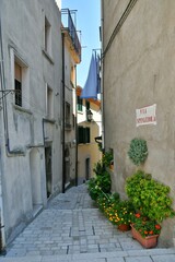 Fototapeta na wymiar A narrow street in Cusano Mutri, a medieval village in the province of Benevento in Campania, Italy.