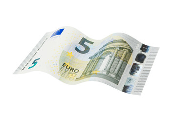 Five Euro bill isolated with transparent background