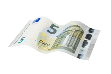 Five Euro bill isolated with transparent background