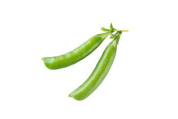 Green pea pods isolated on white.
