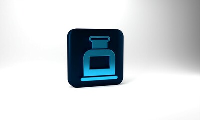 Blue Inkwell icon isolated on grey background. Blue square button. 3d illustration 3D render