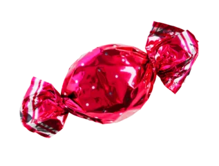 Gordijnen Candy Wrapped In Pink Foil with transparent background © eyewave