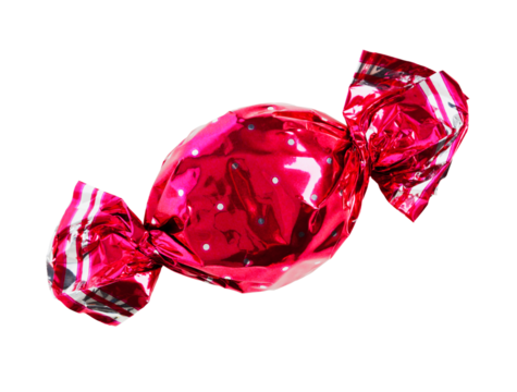 Candy Wrapped In Pink Foil with transparent background