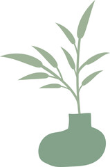Nordic vase shape with leaves element, minimal vase illustration