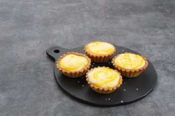 Golden Brown Fresh Cheese Tart served on plate
