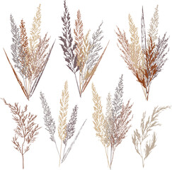 Vector image flat style natural grass silhouette bouquets. Image can be easily edited and used for scrapbooking and design