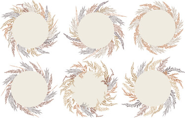 Vector image flat style natural grass silhouette round borders. Image can be easily edited and used for scrapbooking and design