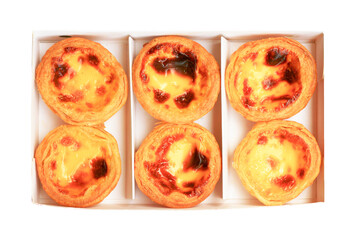 Egg tarts in a paper tray on transparent background png file