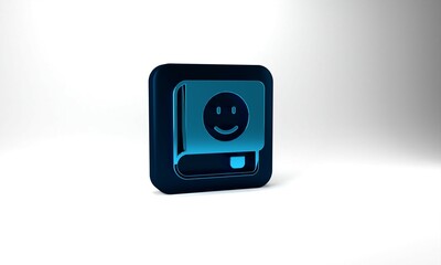 Blue Book icon isolated on grey background. Blue square button. 3d illustration 3D render