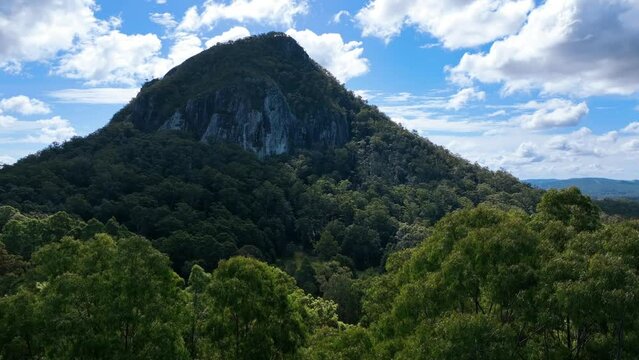 Tree top flight reveals the stunning volcanic plug Mt Cooroora - Queensland
