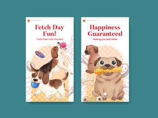 Instagram template with national fetch day concept,watercolor style