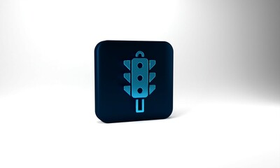 Blue Traffic light icon isolated on grey background. Blue square button. 3d illustration 3D render