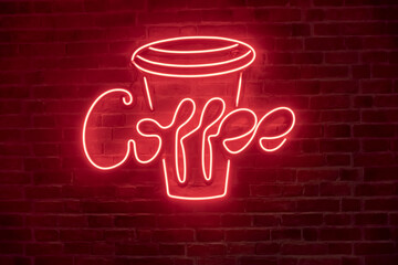 Coffe neon art coloured red