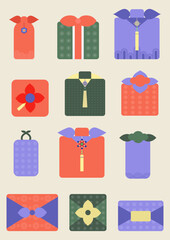 Vector illustration of Korean traditional gift wrapping.