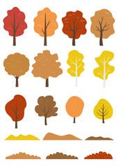 Vector illustration of autumn trees and grasses.