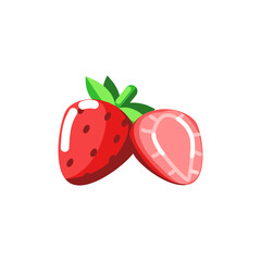 fresh strawberry vector illustration, flat colorful fruits vector
