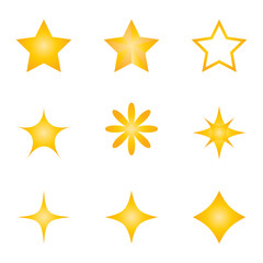 Star icons. Twinkling stars. Sparkles, shining burst. Christmas vector symbols isolated