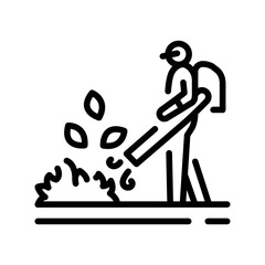 Leaf blower cleaning color line icon. Garden service.