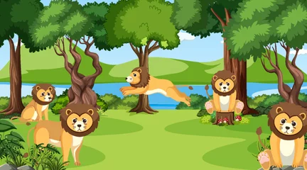 Lions in the jungle scene © blueringmedia