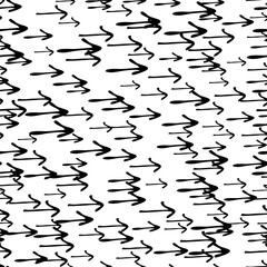 Seamless pattern with black hand drawn arrows
