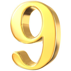 Number 9 gold 3d render