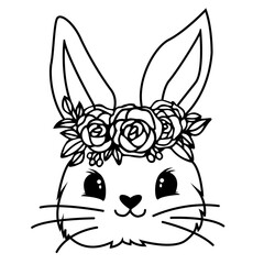 Cute Face Easter Bunny Silhouette