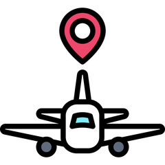 Pin with plane icon, location map and navigation vector