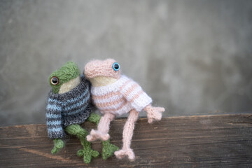 Knitted frog - a toy