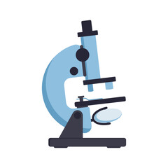 Microscope. Laboratory, medicine equipment. Flat style.
