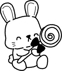 Chinese New Year 2023, the year of the rabbit, red and gold line art characters, simple hand-drawn Asian elements with craft (Chinese translation: Happy Chinese New Year 2023, year of the rabbit).