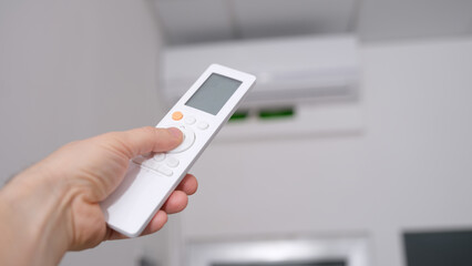 Operation of the air conditioner from remote control in hand