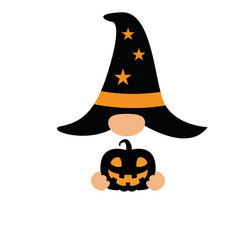 Halloween cute face gnomes design element